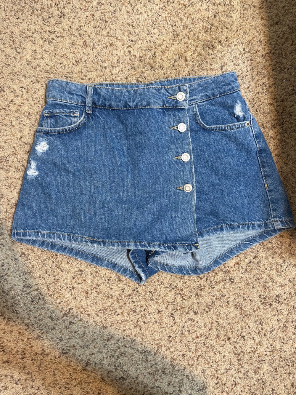 Zara Denim Wrap-Front Skort Size Medium - Blue